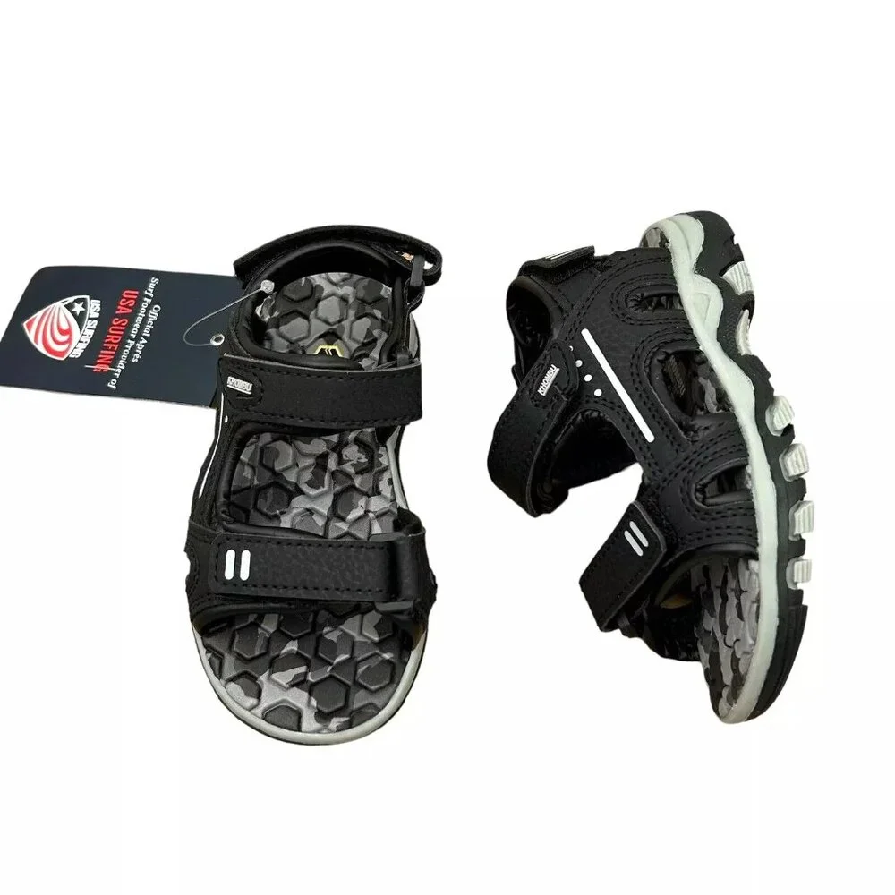 Khombu Toddler Boy's Strappy Sandals Size 7 Black Sporty Style Adjustable Straps